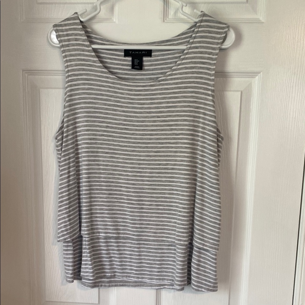 Tahari Gray Striped Women's Top